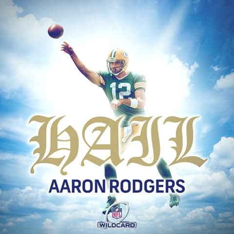 TheNFLPlayoffs's tweet photo. Hail Marys will be known as Hail @AaronRodgers12. #NYGvsGB https://t.co/tco4y7riSo