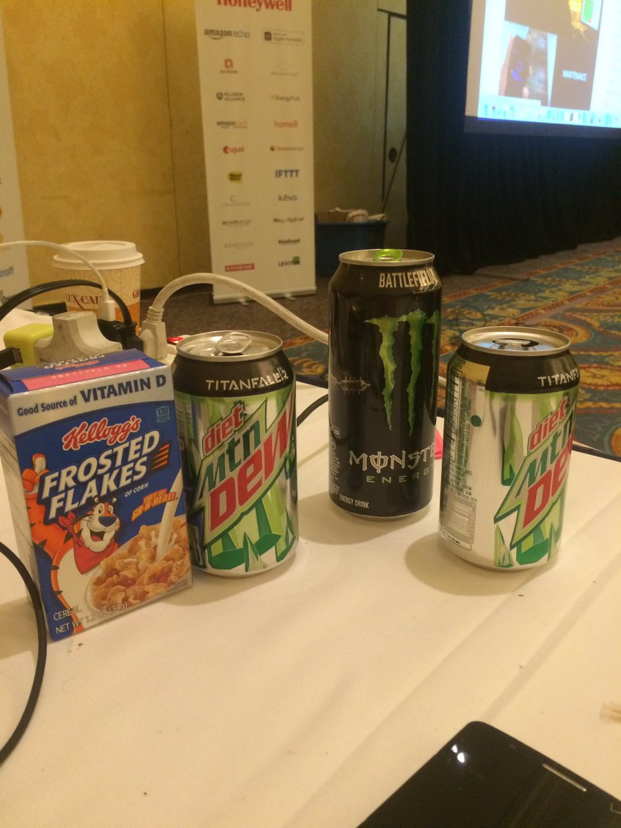 jzwack's tweet photo. The past 36 hours or so of my life in one photo. So much fun. #hackces #CES2017  #Hackathon #iot https://t.co/yLEeEXmb8I