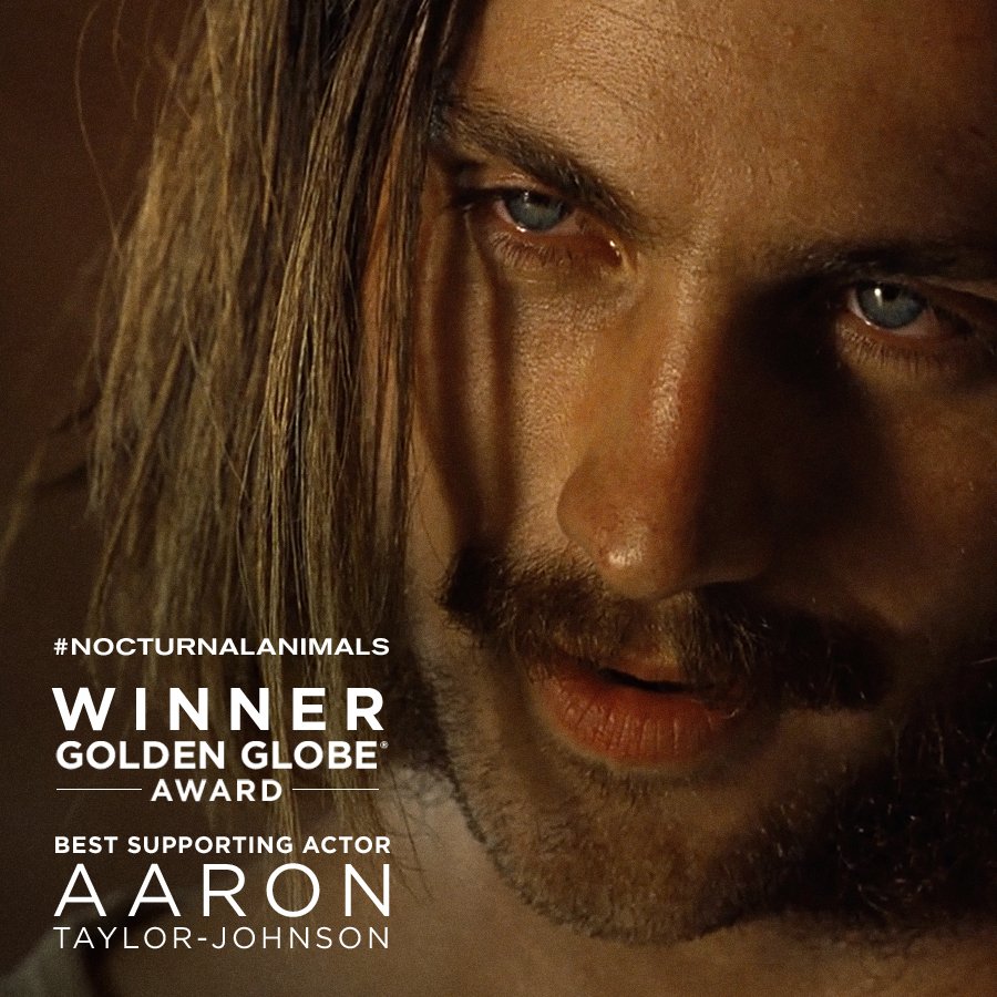 nocturnalanimal's tweet photo. Big congrats to #NocturnalAnimals star Aaron Taylor-Johnson on his Golden Globe win! https://t.co/C0Dai9flDq