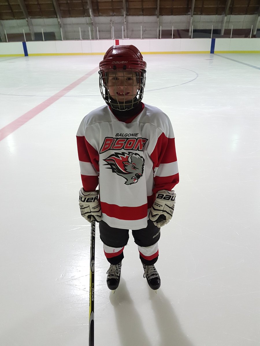 jbutz78's tweet photo. Finally got to take a picture of Nate wearing his favourite Christmas present for practice. Thanks @BalgonieBisons
#bisonintraining https://t.co/TZPR8r7Ger
