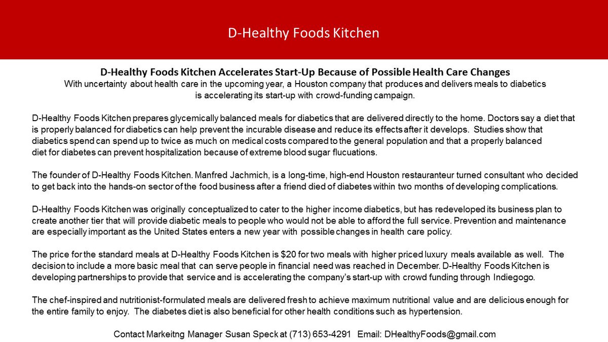 IWACourses's tweet photo. @AP D-Healthy Foods Kitchen accelerates start-up because of possible changes in health care policy. Delivering the diabetic diet. https://t.co/c9rNDXT1yC