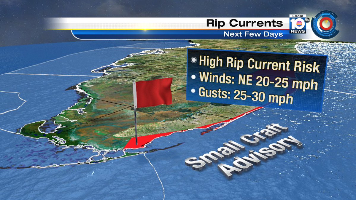 Wind will keep the Rip Current Chance High next few days and a Small Craft Advisory at least through Tuesday https://t.co/IVUUXFCdXa