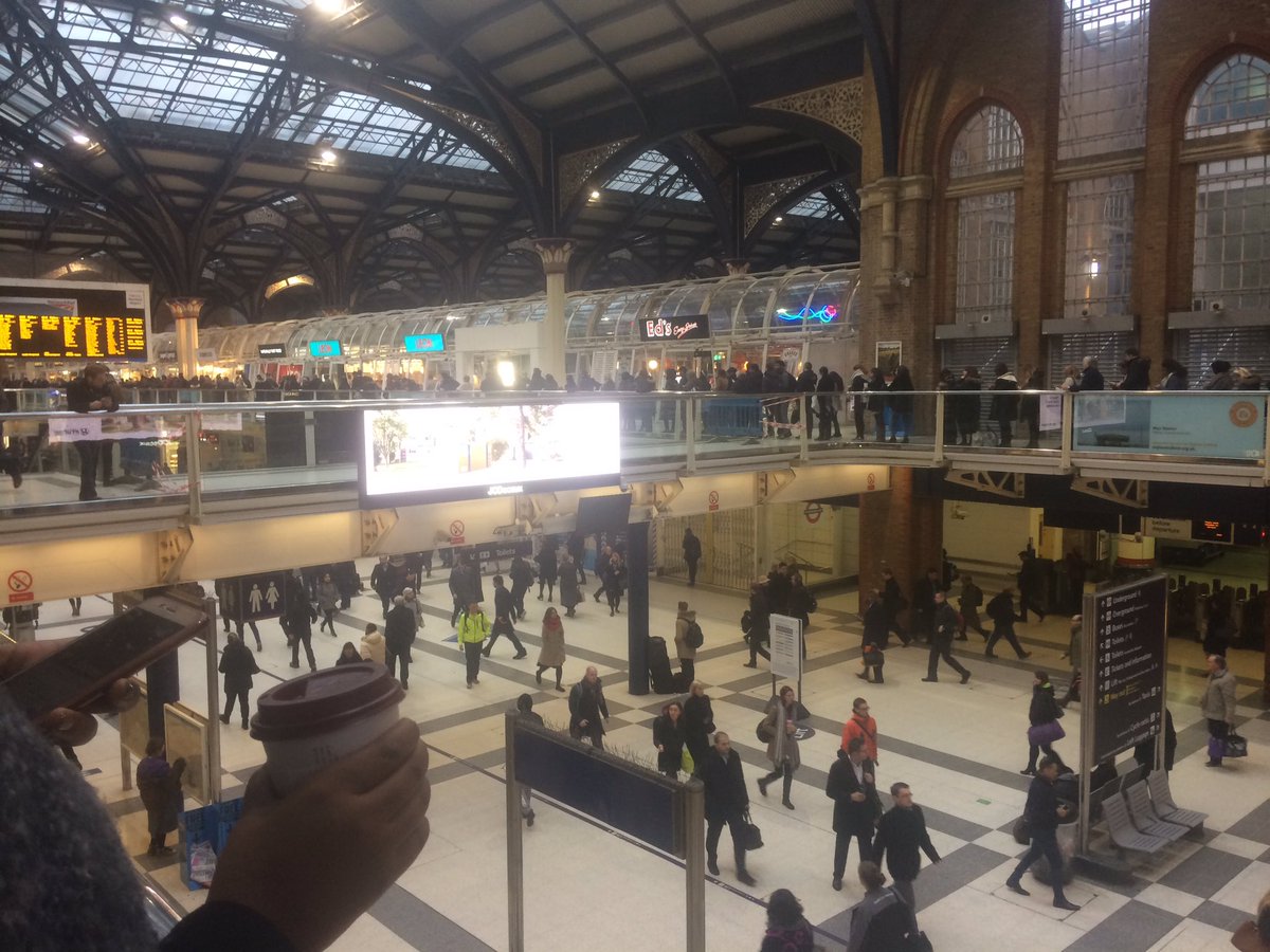laura13eale's tweet photo. Enjoy your Monday commute guys. This is currently the queue for the bus at #liverpoolstreet #tubestrike #tfl #miserablemonday https://t.co/2S2kuFsKSk