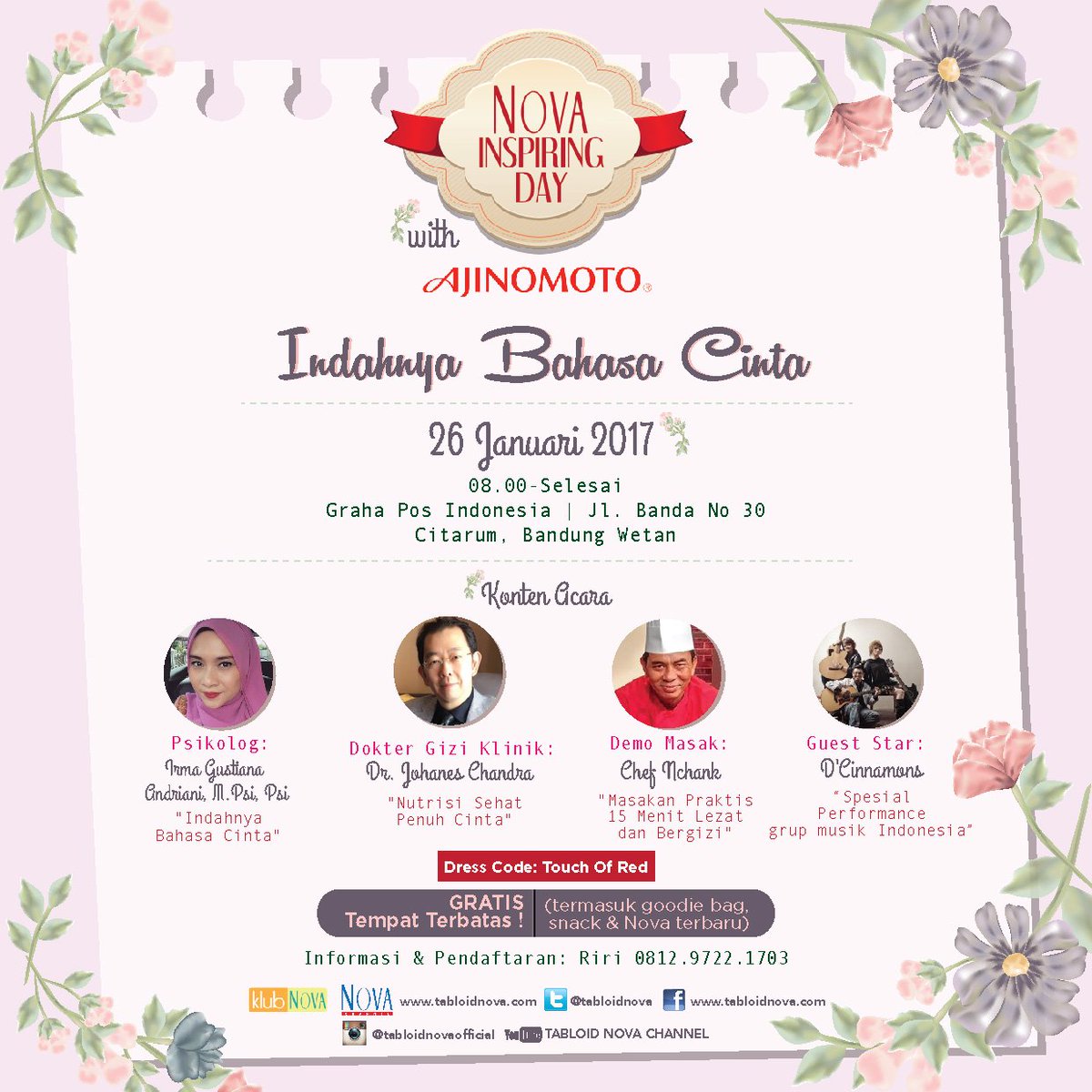 SeputarEvent's tweet photo. .@Tabloidnova  Inspiring Day  BESOK!  di Bandung Gratis, terbatas. info Riri 081297221703 #NIDBahasaCinta https://t.co/PUfzoZy2ky