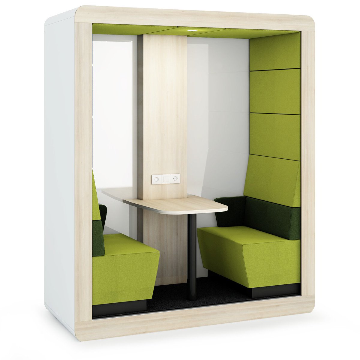 Overleggen of werken in een afgezonderde acousitische omgeving binnen uw eigen kantoorruimte? |De hush. Nu in onze showroom.