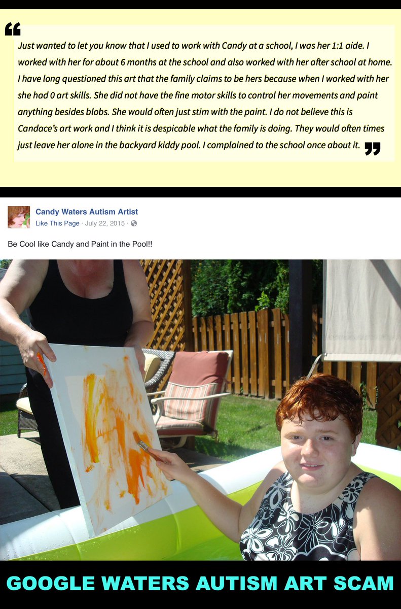 ArtScamAlerter's tweet photo. A former therapist of the child has spoken out regarding the parents' negligence &amp; their belief that the art's a scam #candywaters #autism https://t.co/7xHrXB3uBe