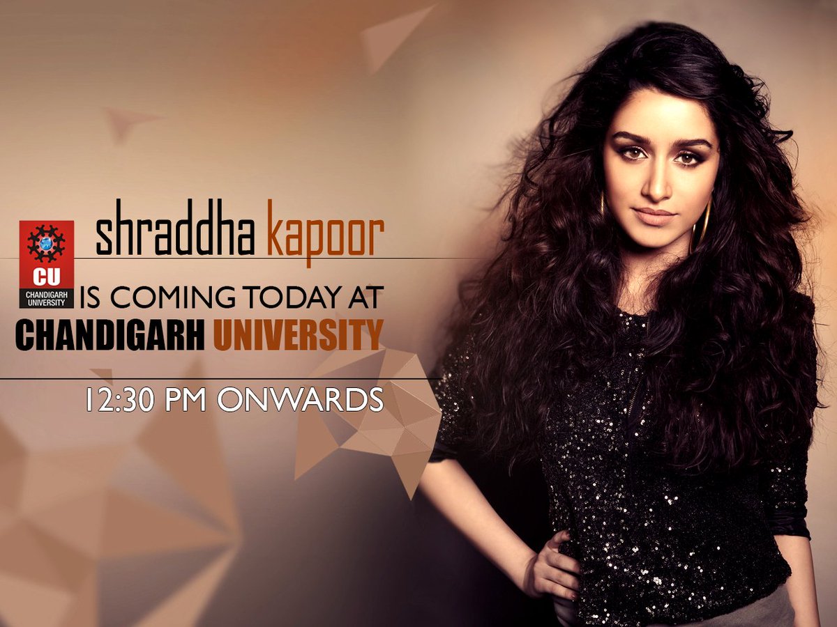 Chandigarh_uni's tweet photo. What’s happening today at #Chandigarh #University, 12.30 noon?

#ShraddhaKapoor  @ShraddhaKapoor https://t.co/HcNl8oqPnB