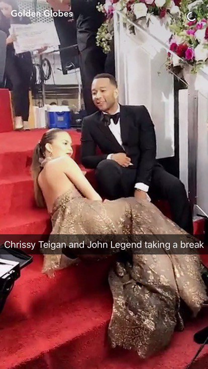 DisneyChannelcc's tweet photo. #ChrissyTeigan and #Johnlegend sits on red carpet at #Goldenglobes https://t.co/HauCWuOy48 https://t.co/330EYugj5q