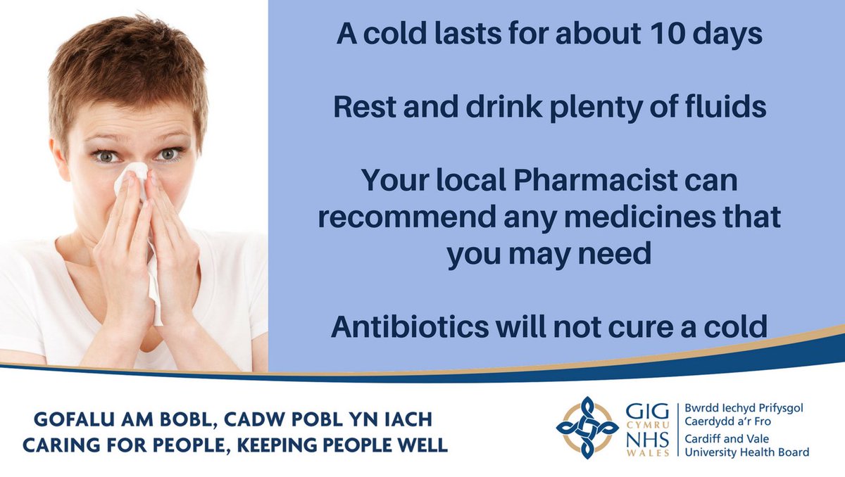 For help with a cold, follow this useful advice and check your symptoms here: nhsdirect.wales.nhs.uk/selfassessments #choosewell