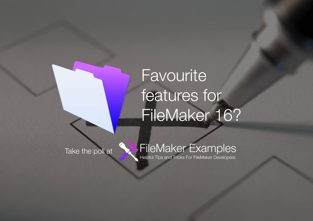 FMexamples's tweet image. Vote for your most desired features of FileMaker 16 #FileMaker #vote #poll filemakerexamples.co.uk/2017/01/09/fil…