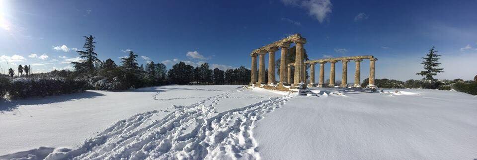 #Buongiorno dalle Tavole Palatine innevate | Metaponto #Matera 
Grazie <a href="/archeo_pop/">ArcheoPop 🏛</a> Foto di N. Valentini archeobasilicata.beniculturali.it/WA_Musei_Arche…