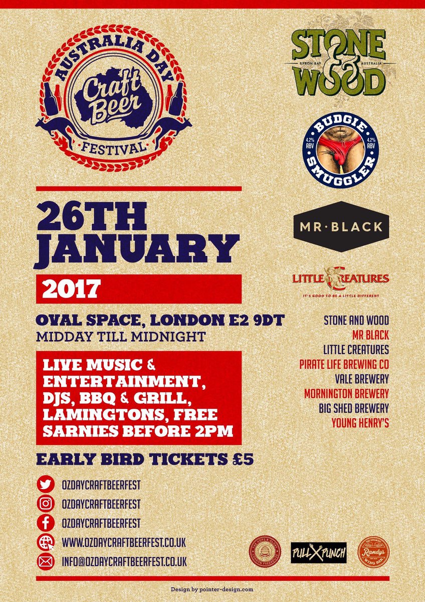 OzDayCraftBeer's tweet photo. Not long now! Tickets available through @DesignMyNight @OvalSpace #australiaday #london #craftbeer https://t.co/u7Jmih7UtZ