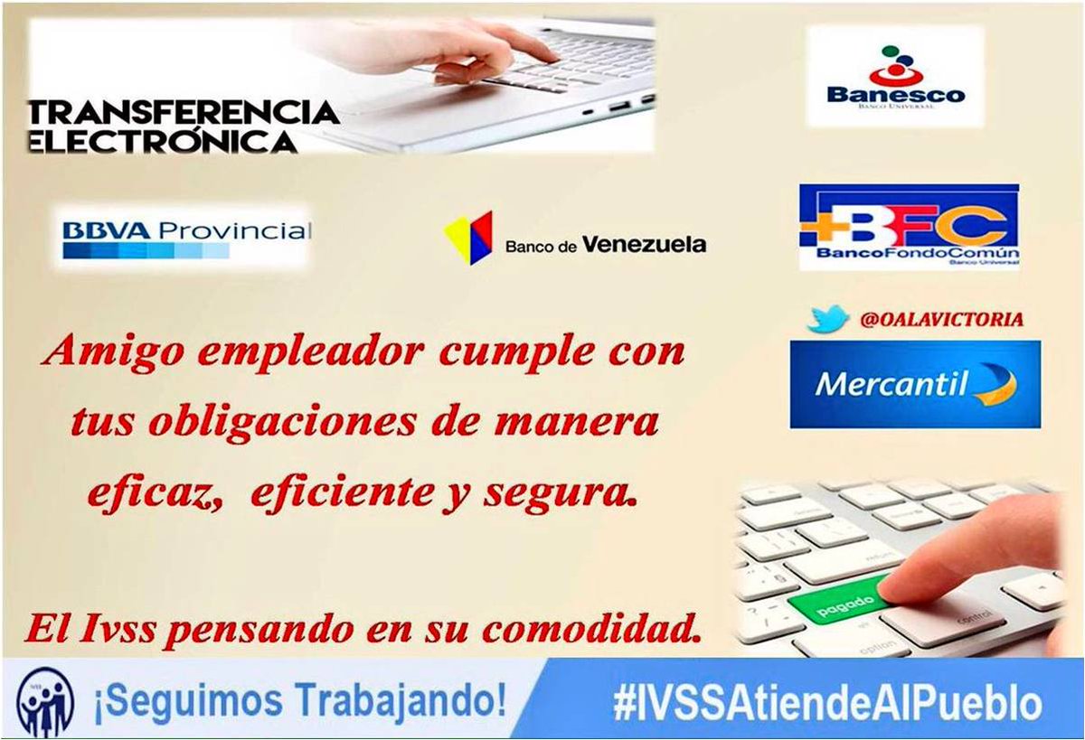 OficAdmTucupita's tweet photo. #IvssTeRecomienda Usar la banca electrónica para realizar tus transacciones de forma más rápida y segura. #IvssSimplificaTramites https://t.co/Am1ci8XZRr