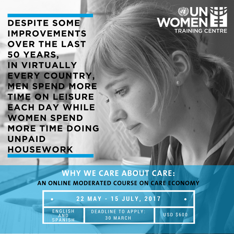 UN_Women's tweet photo. If you're a woman, how much free time do you have? Register now for "Why We Care about Care": https://t.co/Igj89okmNG #unwomenTC #carework https://t.co/Mw4RlCTlF1