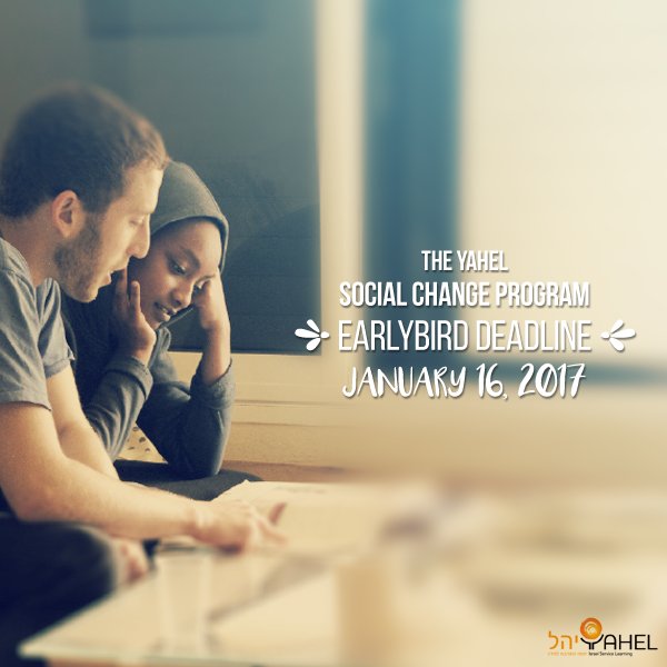 Yahel_Israel's tweet photo. Earlybird Deadline on Ja https://t.co/1zK0ZmOSAk n. 16- don't miss out, start your journey today! #volunteer #socialchange #israel #service https://t.co/r4uBjUunoV