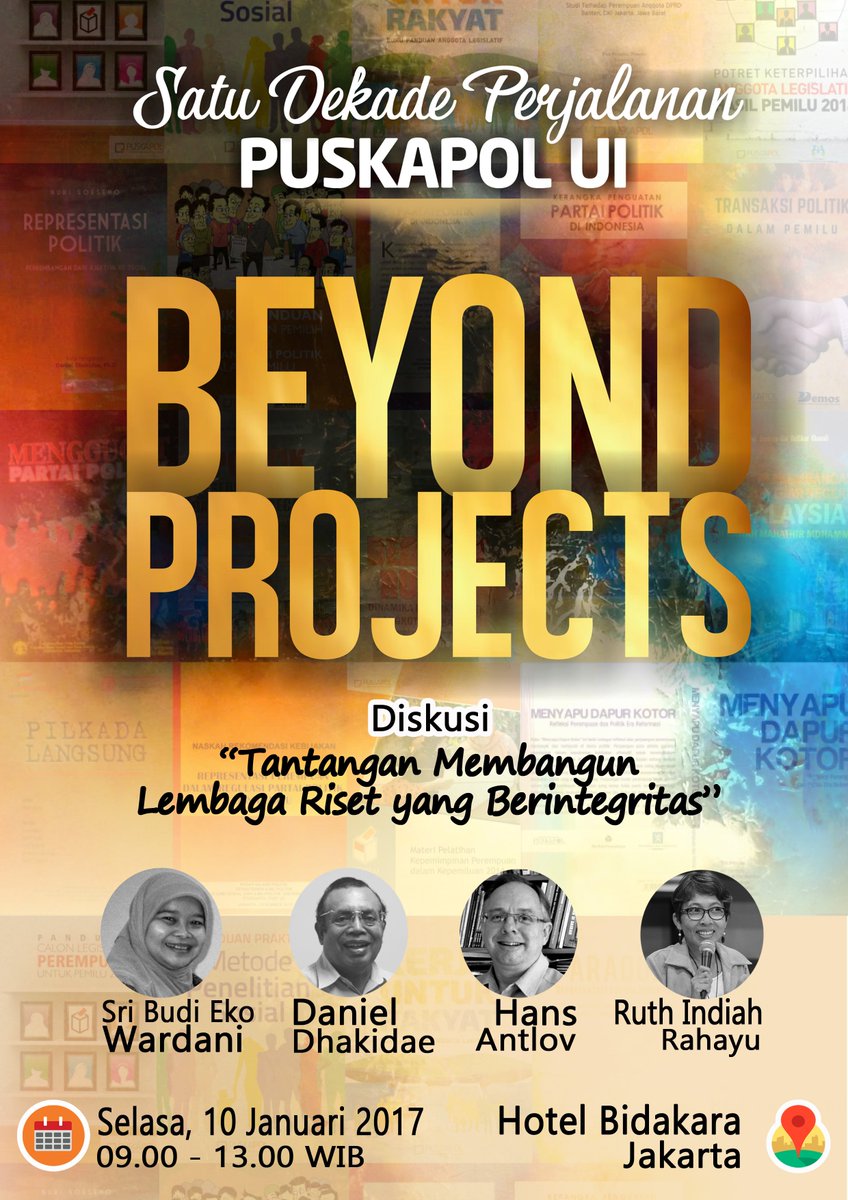 #Event Peluncuran buku &amp; diskusi ‘Satu Dekade Perjalanan Puskapol UI Mewujudkan Tata Kelola Politik yg Demokratis, Adil &amp; Setara’ <a href="/FISIP_UI/">FISIP Universitas Indonesia</a>