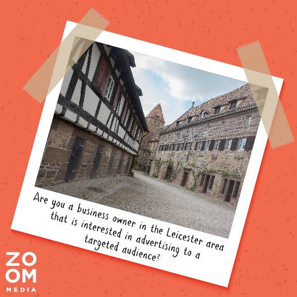ZoomMediaLocal's tweet image. We can help you advertise in your local area and connect with a hard to reach audience. Call us today #Leicester #Advertising