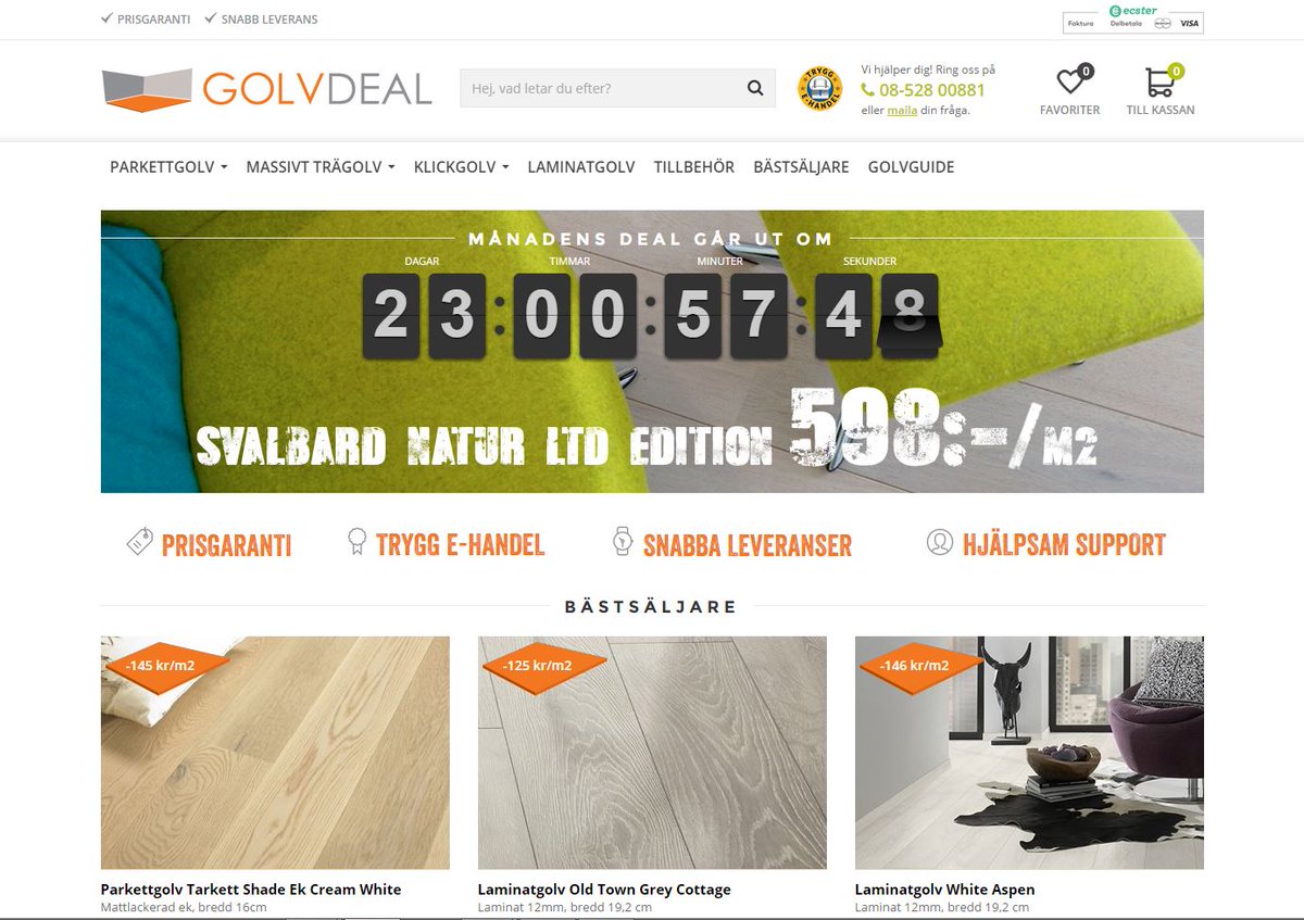 Årets första lansering är svenska versionen av norska succén Gulvdeal! Kvalitetsgolv till marknadens bästa priser golvdeal.se.