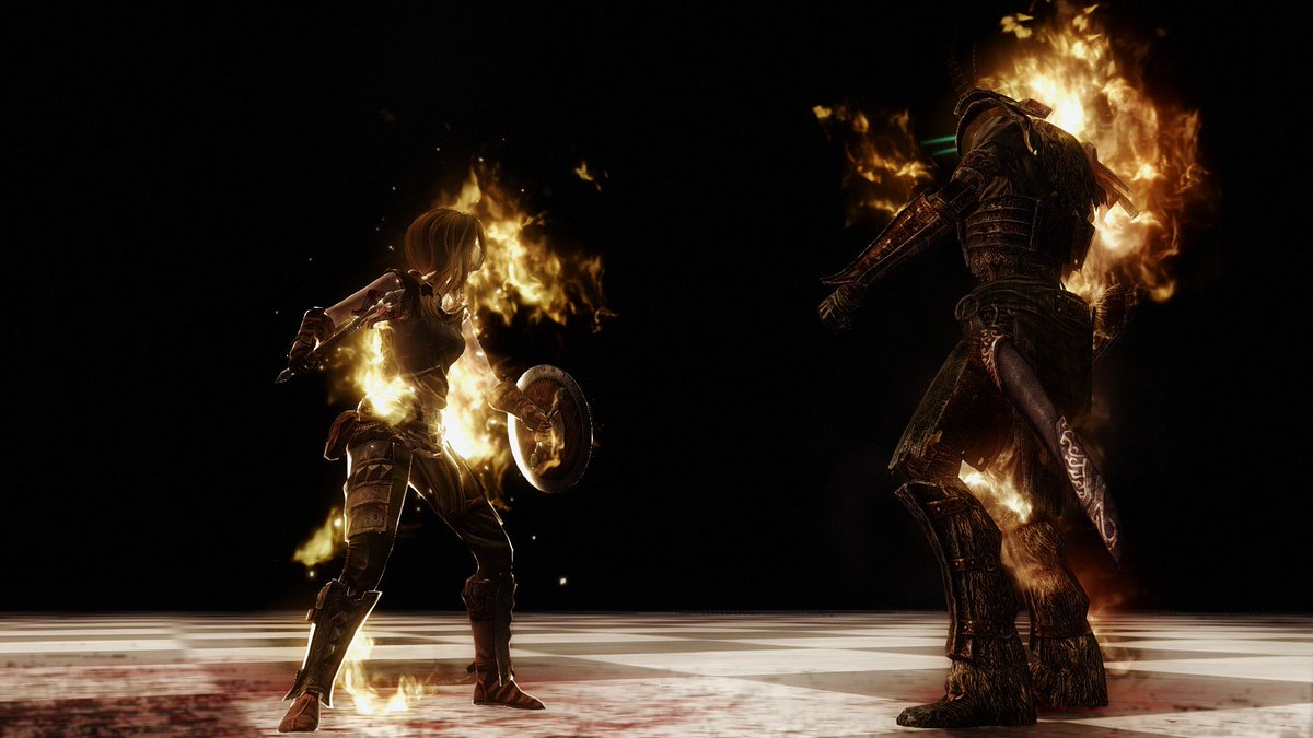 もさかえる アーリエルの弓による炎上エフェクトと吸血鬼のベインやステンダールのオーラによる炎上エフェクトは微妙に色が違うのね Ssはあーリエルの炎上エフェクト ちょっと黄色が強い