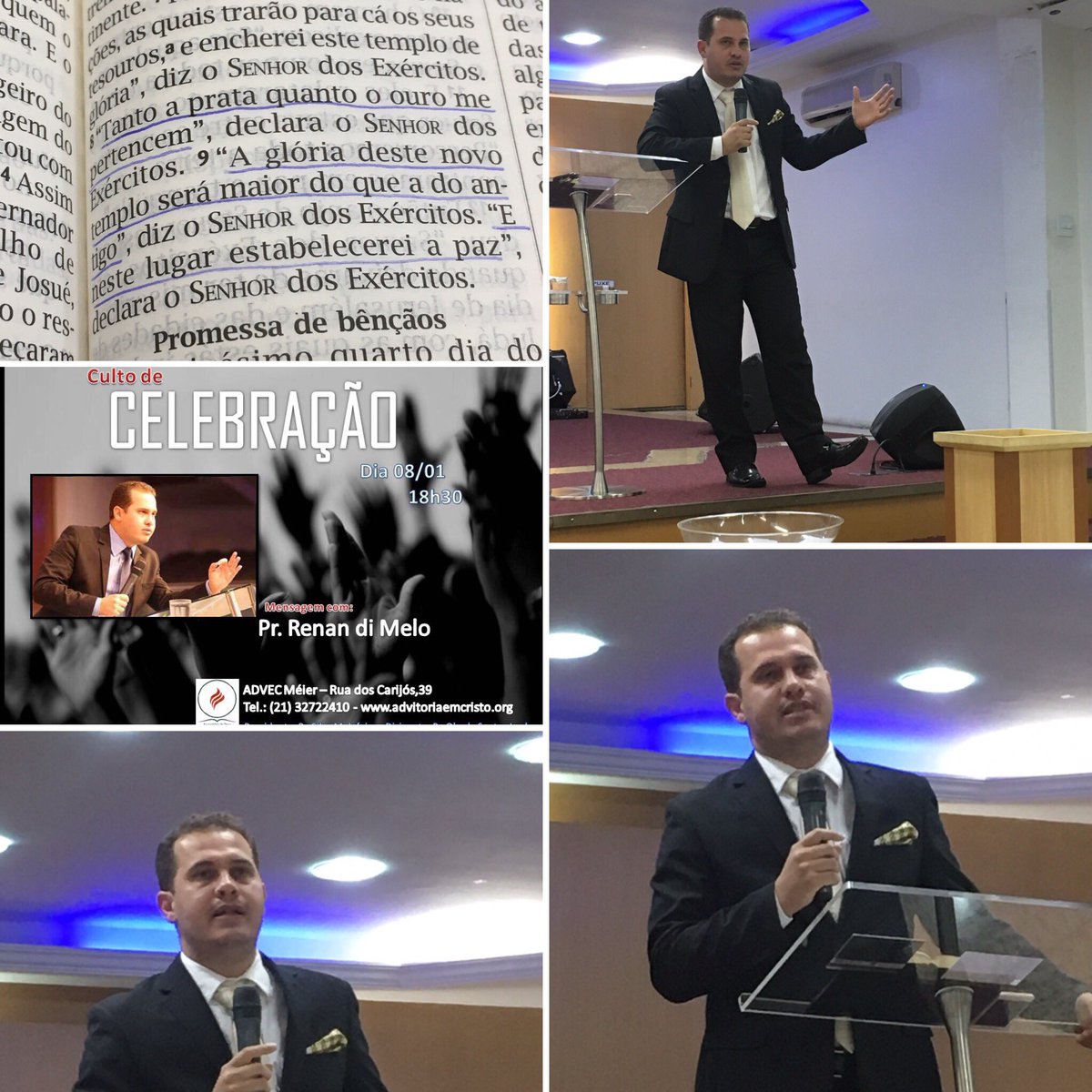 Noite de celebração ao Senhor na <a href="/ADVECMeier/">ADVECMéier</a> <a href="/PastorObede/">Pr.Obede Santos Leal</a> <a href="/RenanDiMelo/">Renan Di Melo</a> #palavraprofética