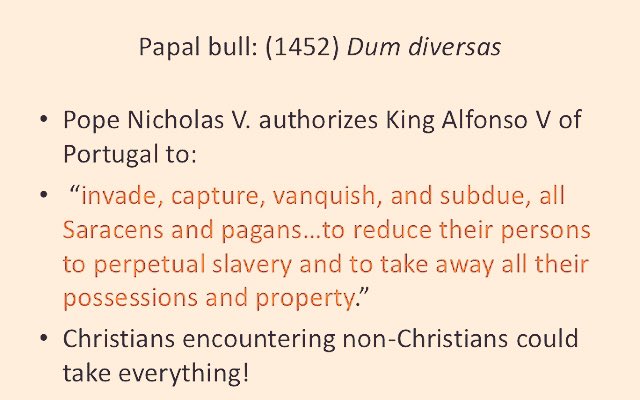 HistoireDuCameroun🇨🇲 on Twitter: "January 8, 1454: Pope NicholasV of the  #Roman Catholic Church confirms with the papal bull (sealed document)  #RomanusPontifex following #DumDiversas the slavery of Africans." / Twitter