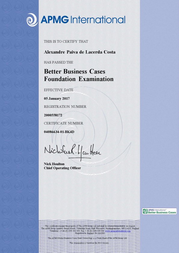 The first goal for 2017 achieved. My Better Business Case certification has just arrived. Thanks <a href="/APMG_Inter/">APMG International</a> for the great experience.