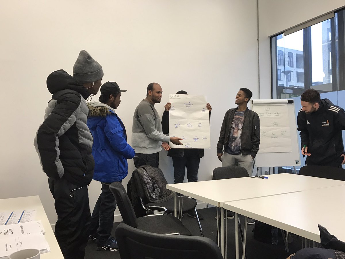 liberty_morris's tweet photo. Working on presentation skills by explaining their teams and defending their choices #World11 #Football #employment @Street_League ⚽️💼 https://t.co/0VEOY5vzH9