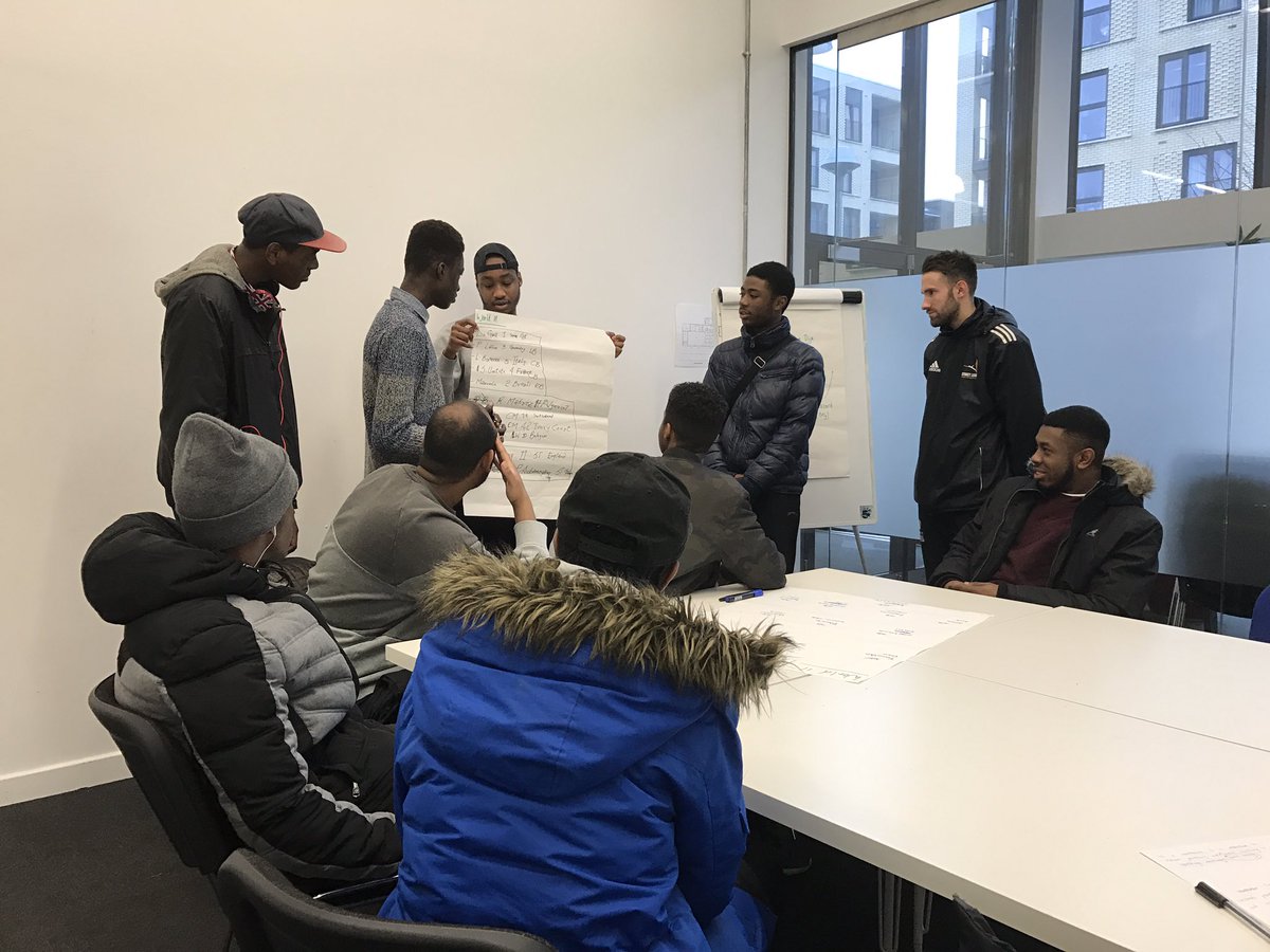 liberty_morris's tweet photo. Working on presentation skills by explaining their teams and defending their choices #World11 #Football #employment @Street_League ⚽️💼 https://t.co/0VEOY5vzH9