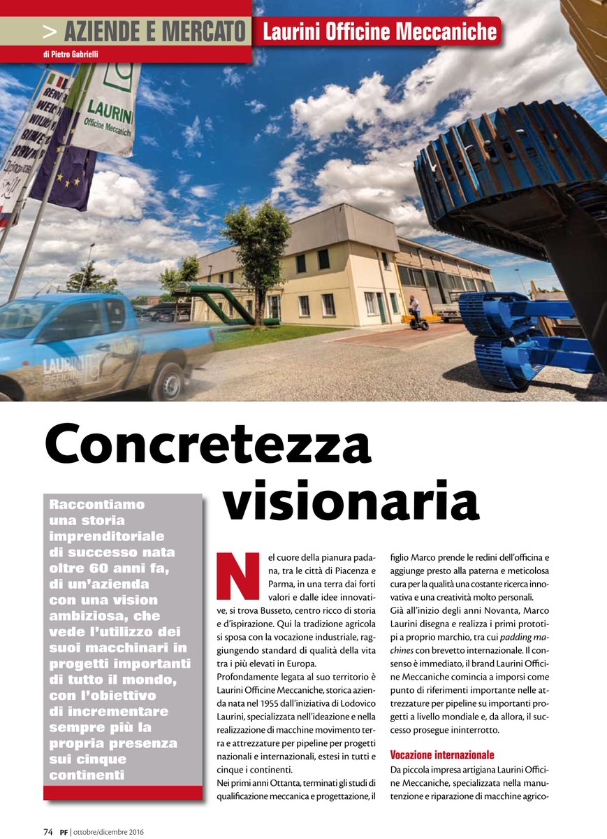 LauriniOfficine's tweet photo. #Our2016 #RassegnaStampa #PressReview #press #PerforazionieFondazioni #pipeline #company #Parma #business #Italy #machine #innovation https://t.co/Gl9n756El9