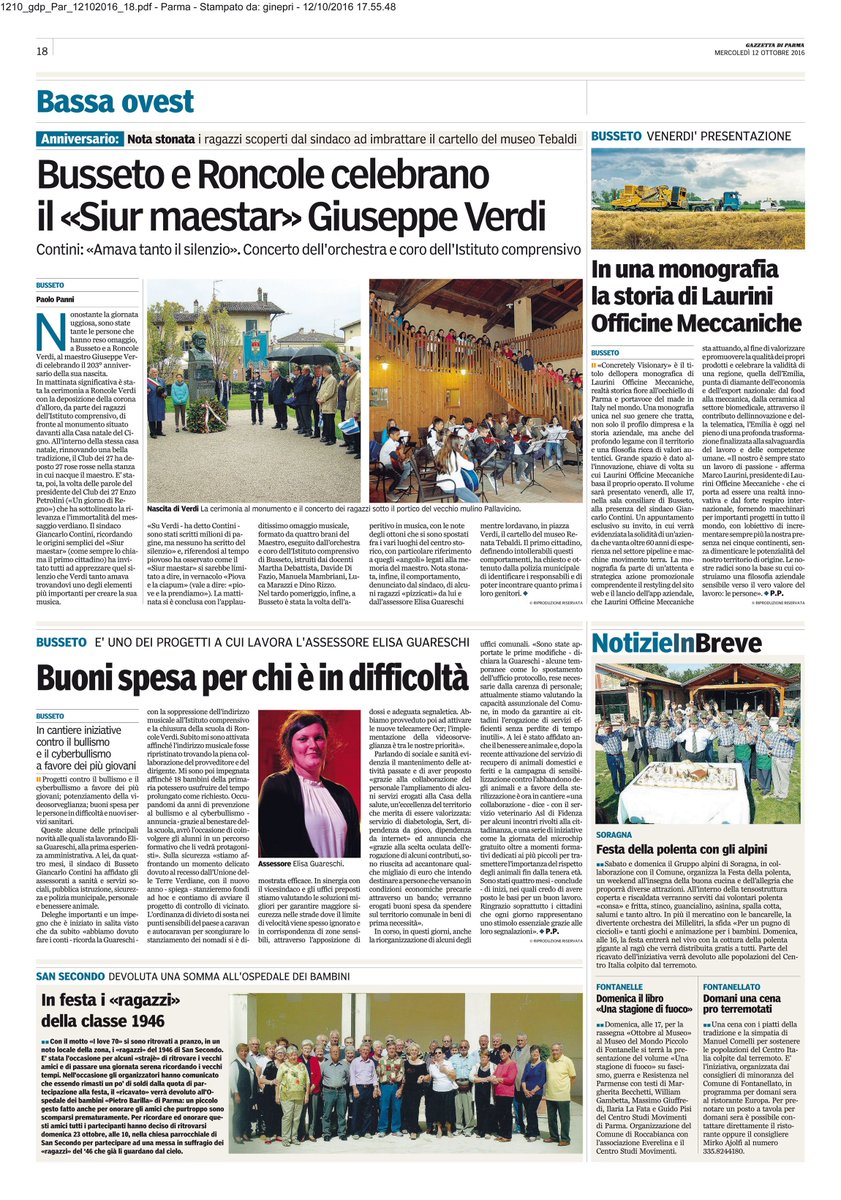 LauriniOfficine's tweet photo. #Our2016 #RassegnaStampa #PressReview #press #GazzettadiParma #pipeline #company #Parma #business #Italy #machine #innovation #technology https://t.co/x6g8dxRuk2