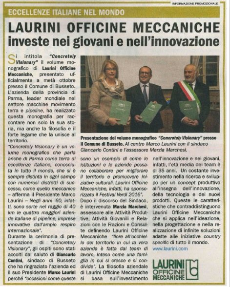 LauriniOfficine's tweet photo. #Our2016 #RassegnaStampa #PressReview #press @Libero_official #pipeline #company #Parma #business #Italy #machine #innovation #technology https://t.co/SMEH28OoZj
