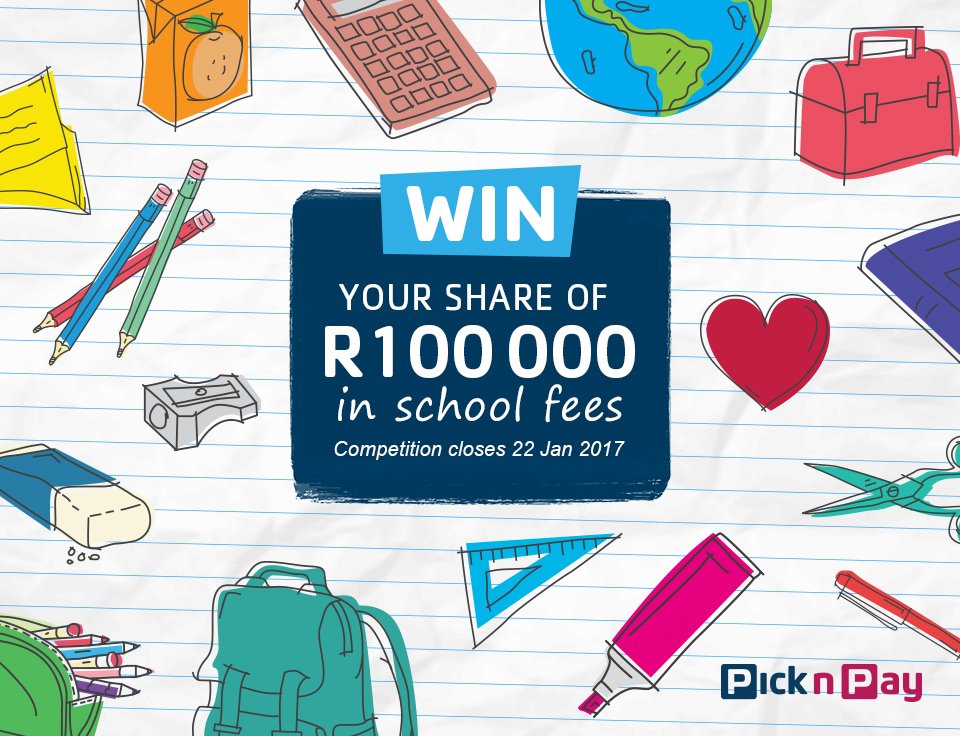PicknPay's tweet photo. Have you entered our Back to School competition? You could win your share of R100 000 in school fees! More here > https://t.co/Ybax668V7f https://t.co/6BxEuH33T5