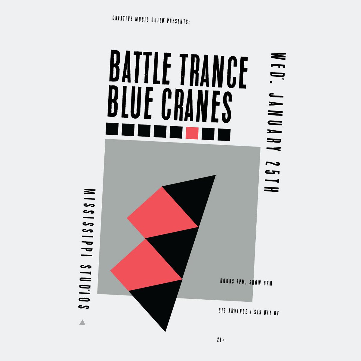 Cuneiform Records (@cuneiformrecord) on Twitter photo PORTLAND! On 1/25, <a href="/bluecranes/">Blue Cranes</a> play <a href="/MississippiStud/">Mississippi Studios</a> with the acclaimed tenor sax quartet #BattleTrance! Tix/deets: mississippistudios.com PORTLAND! On 1/25, <a href="/bluecranes/">Blue Cranes</a> play <a href="/MississippiStud/">Mississippi Studios</a> with the acclaimed tenor sax quartet #BattleTrance! Tix/deets: mississippistudios.com
