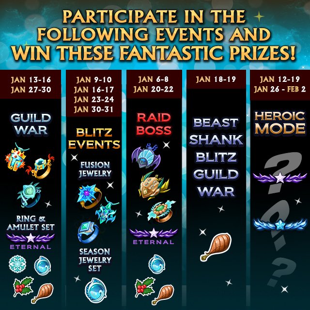 KnightsDragons's tweet photo. Who's excited for Season 6!? All events have FANTASTIC PRIZES as rewards for the entire Season! Go get them Shadowforged collectibles!! #KnD https://t.co/TOTdZ8w6MG