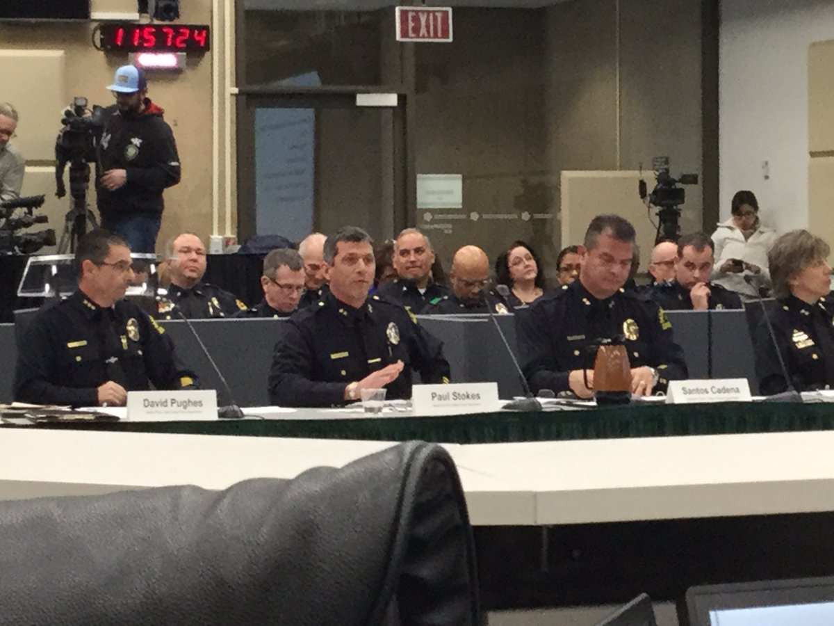 DallasPD's tweet photo. @DPDStokes is updating the #PublicSafetyCommittee on the @DallasPD Body Camera program https://t.co/WAgZq4YYbq