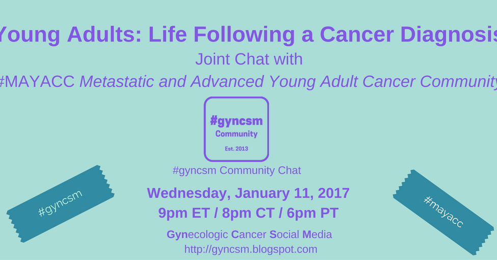 gyncsm's tweet photo. Join patient advocates, survivors, gyn/onc’s and more for GYN cancer chat #gyncsm with #mayacc Wed 1/11 9pmET https://t.co/oHVEy0cuEG https://t.co/gMJwClgPj7