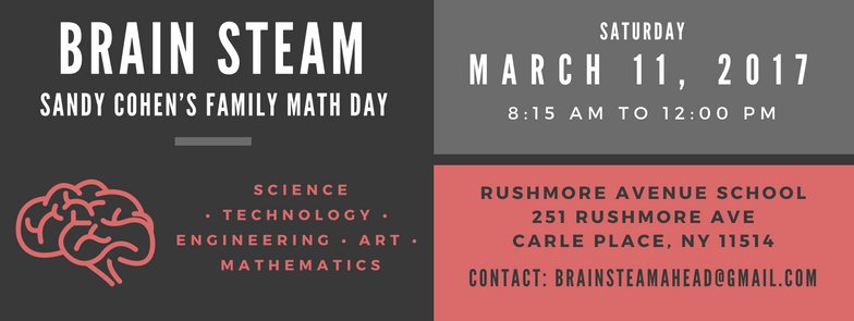 Sandy Cohen’s Family Math Day is now Brain STEAM (3/11/17) Please consider filling in one of the spots buff.ly/2jnMLLz
