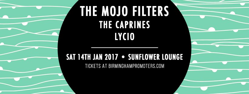 This Saturday @RealMoJoFilters play 50s 60s + 70s style✌️✌️✌️Supports from <a href="/TheCaprines/">The Caprines</a> and <a href="/lyciomusic/">Lycio</a>
Tickets here po.st/VVJHV4