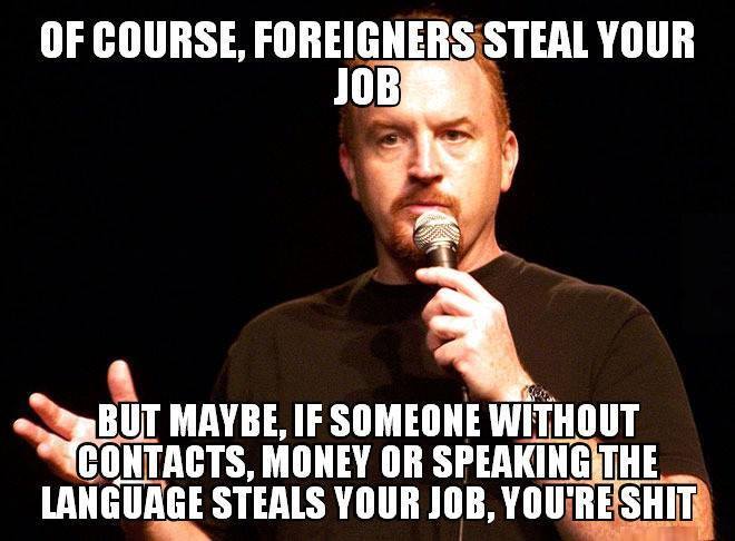 handokotjung's tweet photo. Louis CK ketika ditanya komentarnya soal isu tenaga kerja dari Cina: https://t.co/sz2V0VjCiB