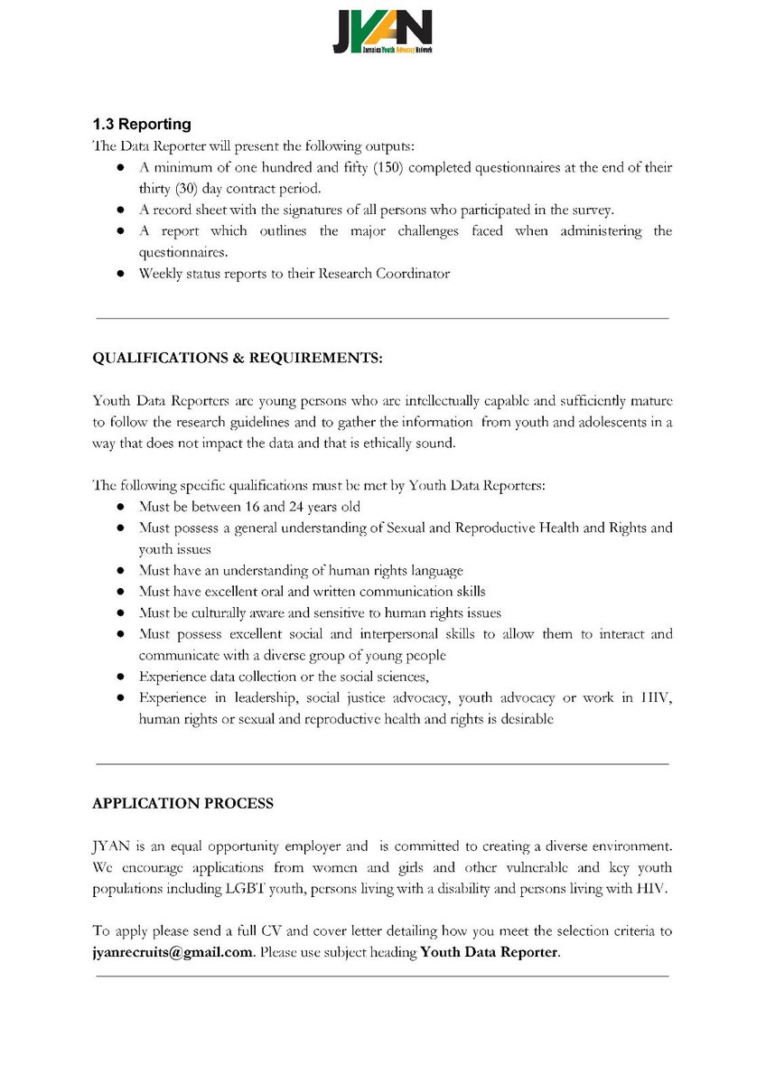 JYAN is seeking Youth Data Reporters for a research project. RT &amp; share with someone who would be interested: goo.gl/JxZjUL