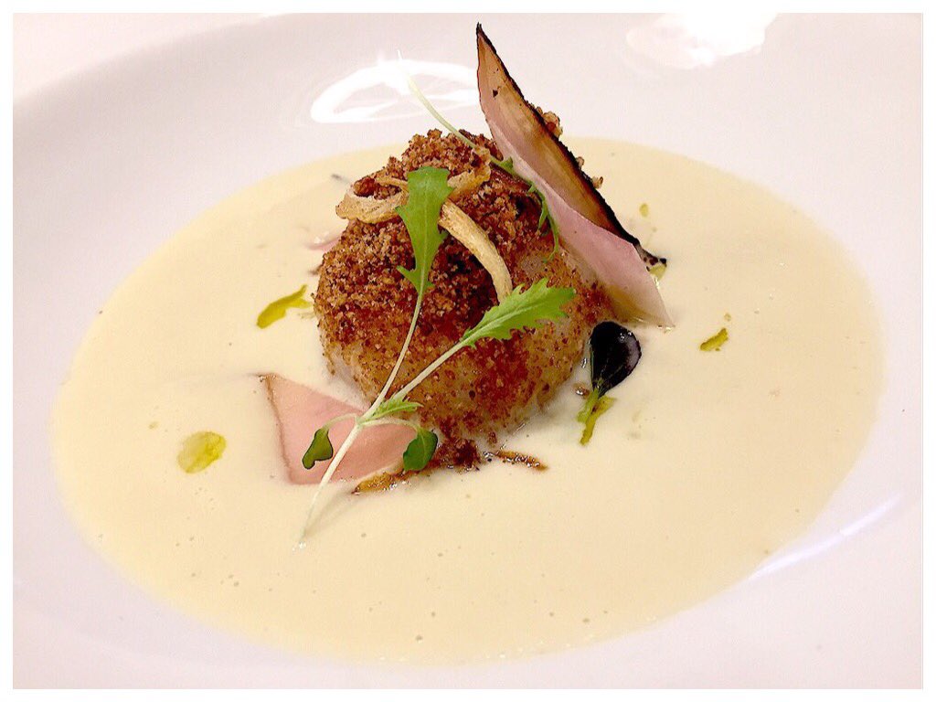 Slow cooked duck egg with a brioche and onion crumb and veloute #44menu #Lunchtime #smallplatesbigflavours #southport #bar88