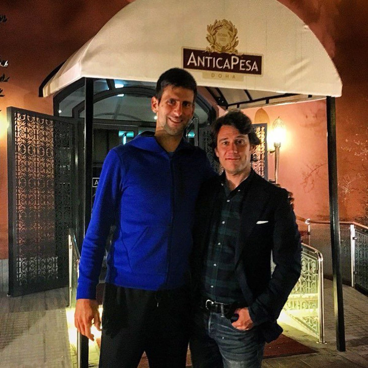 anticapesadoha's tweet image. Honored to have World No.1 Tennis professional and friend Novak Djokovic at Antica Pesa Doha during his stay for the Qatar Open #anticapesa