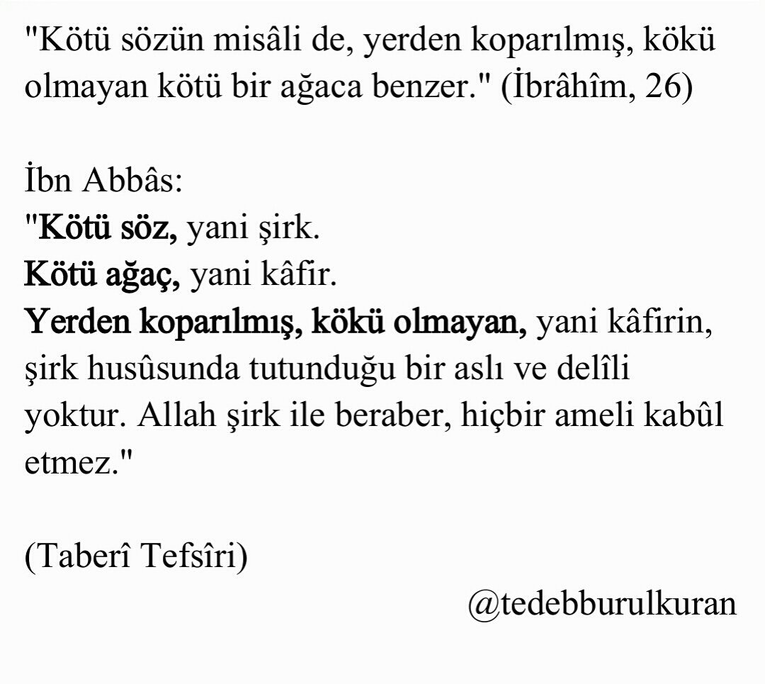 Selefin Tefsîri (@tedebburulkuran) on Twitter photo 