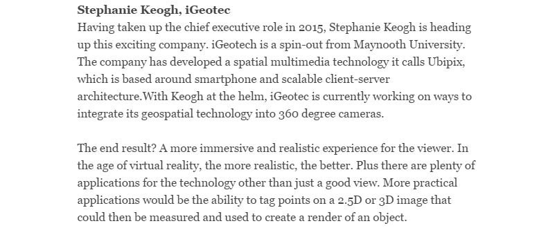 Great to see <a href="/steph_keogh/">Stephanie Keogh</a> from <a href="/MaynoothUni/">Maynooth University</a> startup <a href="/ubipix/">Ubipix</a> named one of 50 people to watch in 2017 via irishtimes.com/life-and-style…