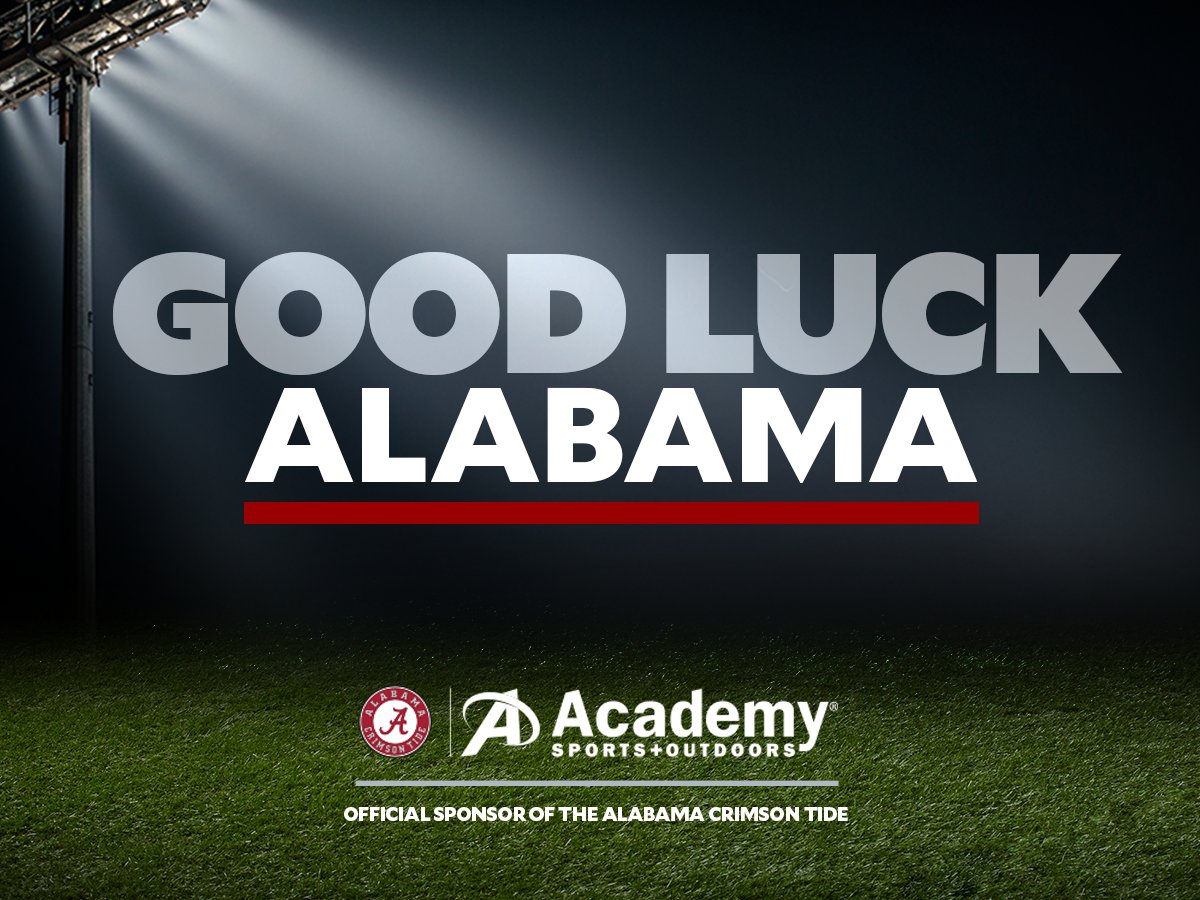 Academy's tweet photo. Good Luck to our partner @AlabamaFTBL in the National Championship game! https://t.co/ynVDehnUuL