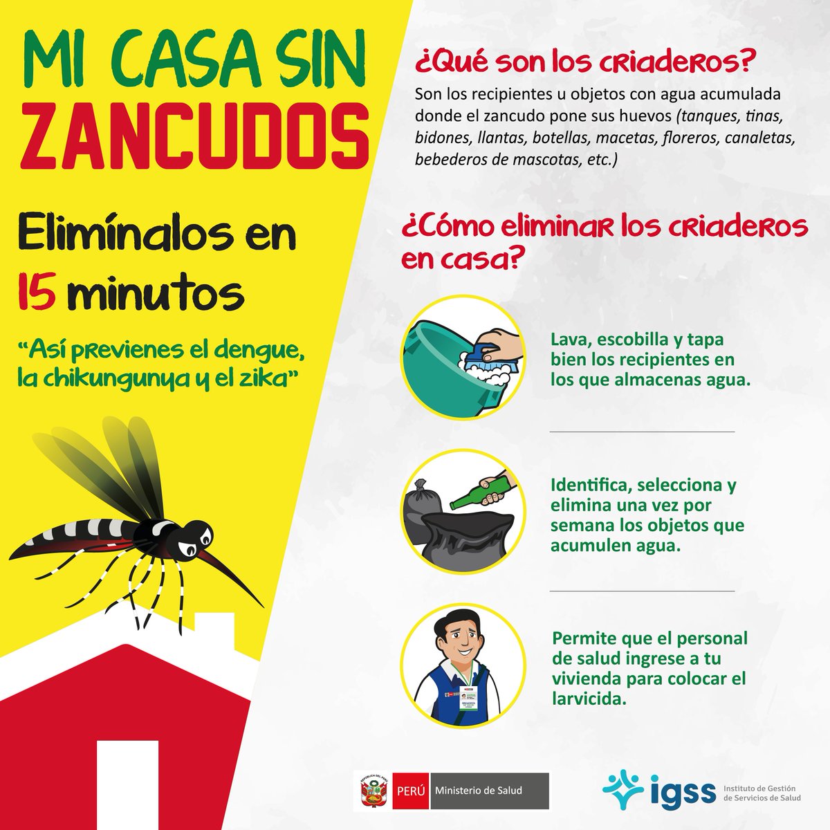 igssperu's tweet photo. #MiCasaSinZancudos El aedes aegypti pone sus huevos en los recipientes u objetos donde se almacena el agua. Elimina los #Criaderos https://t.co/CViD7WqokA