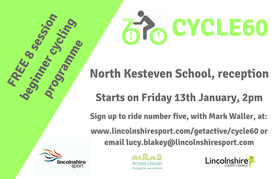 EventsNK's tweet photo. A 'couch to 60 minutes' cycling programme! Fantastic opportunities in #NorthKesteven @LincsSport Come along this Friday @Cycle60 #CycleNK https://t.co/r7A1UeEsAF