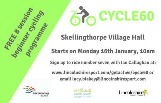 EventsNK's tweet photo. A 'couch to 60 minutes' cycling programme! Fantastic opportunities in #NorthKesteven @LincsSport Come along this Friday @Cycle60 #CycleNK https://t.co/r7A1UeEsAF