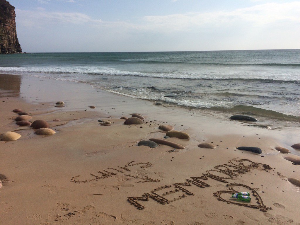 Guess which bit I added to a lovely couples beach graffiti on a remote beach on hoy.....#cityfolk