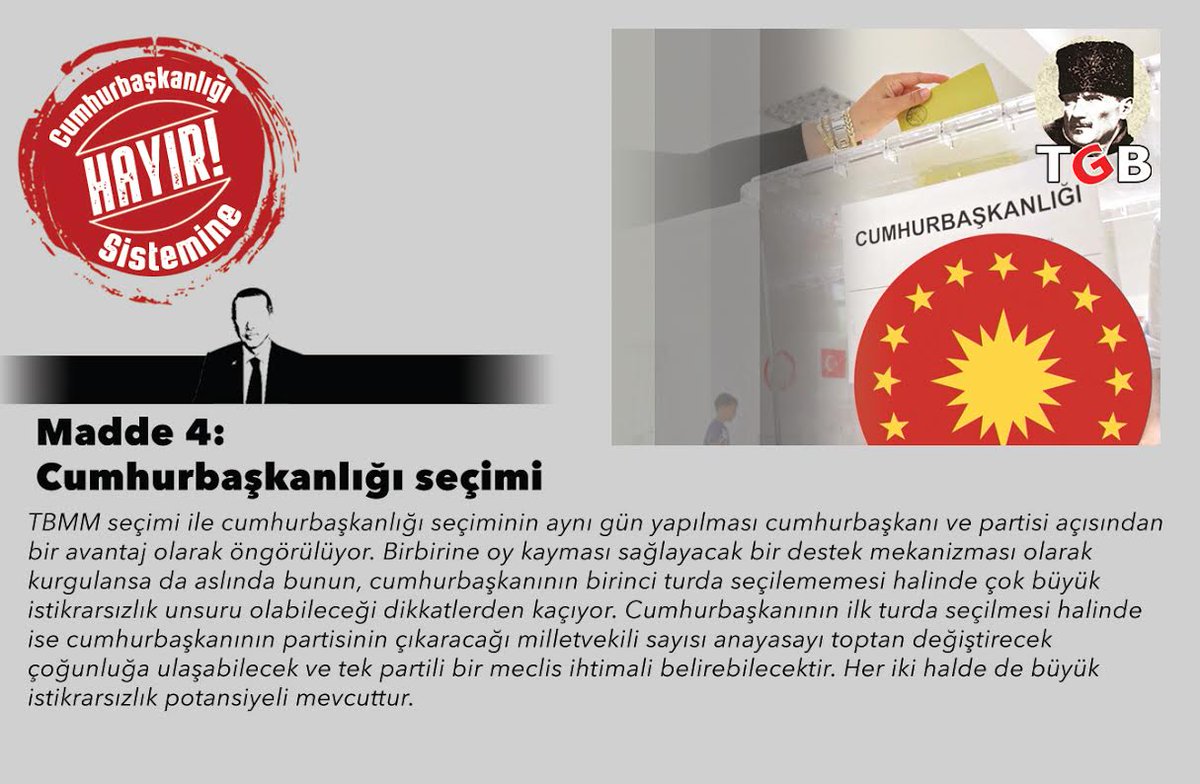 İstikrar hayaliyle genel seçimler ve Cumhurbaşkanlığı seçimleri birlikte yapılacak. 
#MilletinVekiliHayırDemeli